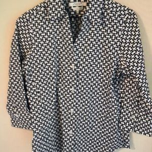 Foxcroft nyc poplin shirt black and white patten